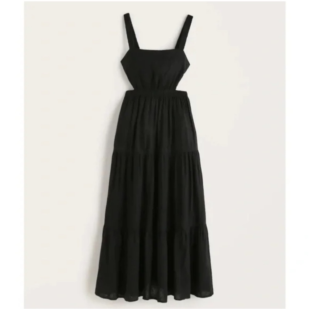 Abercrombie & Fitch Linen-Blend Cutout Midaxi Dress Size Small